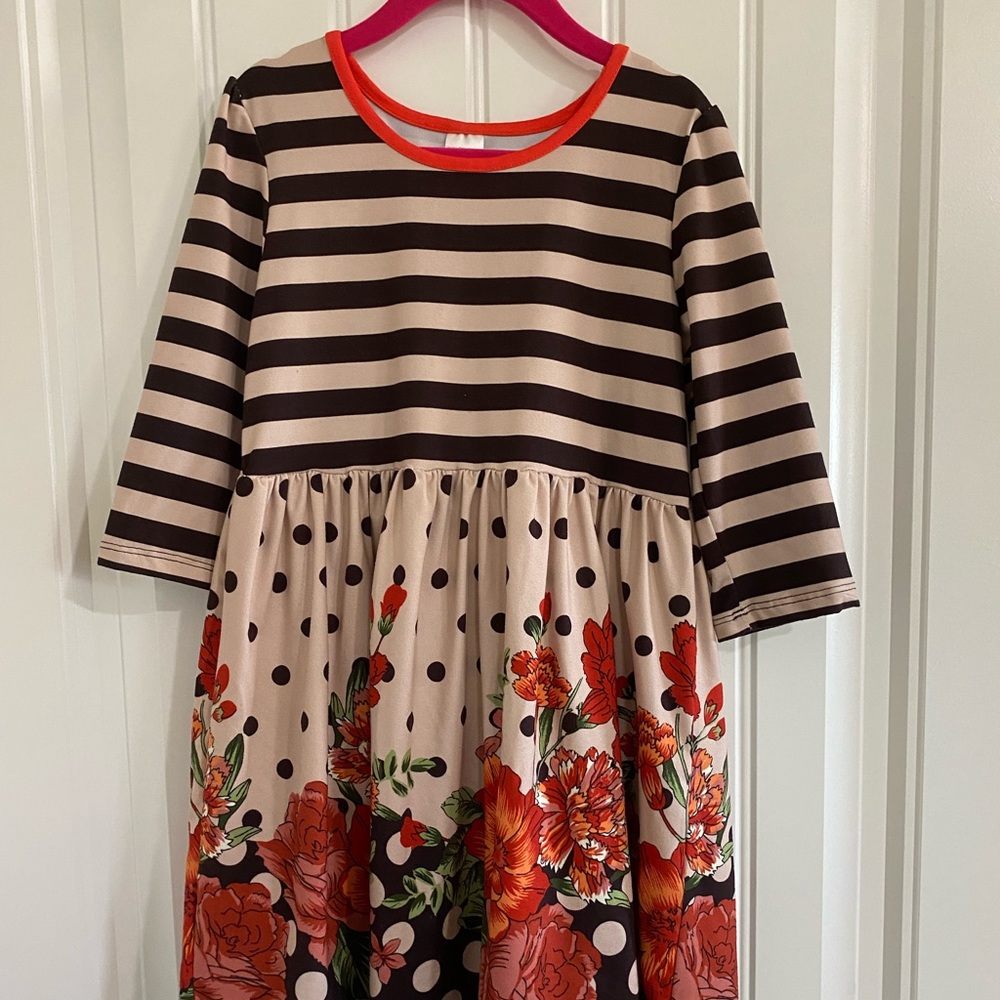 Penelope Plumm Fall Floral Polka Dot Dress - Girls size 6
